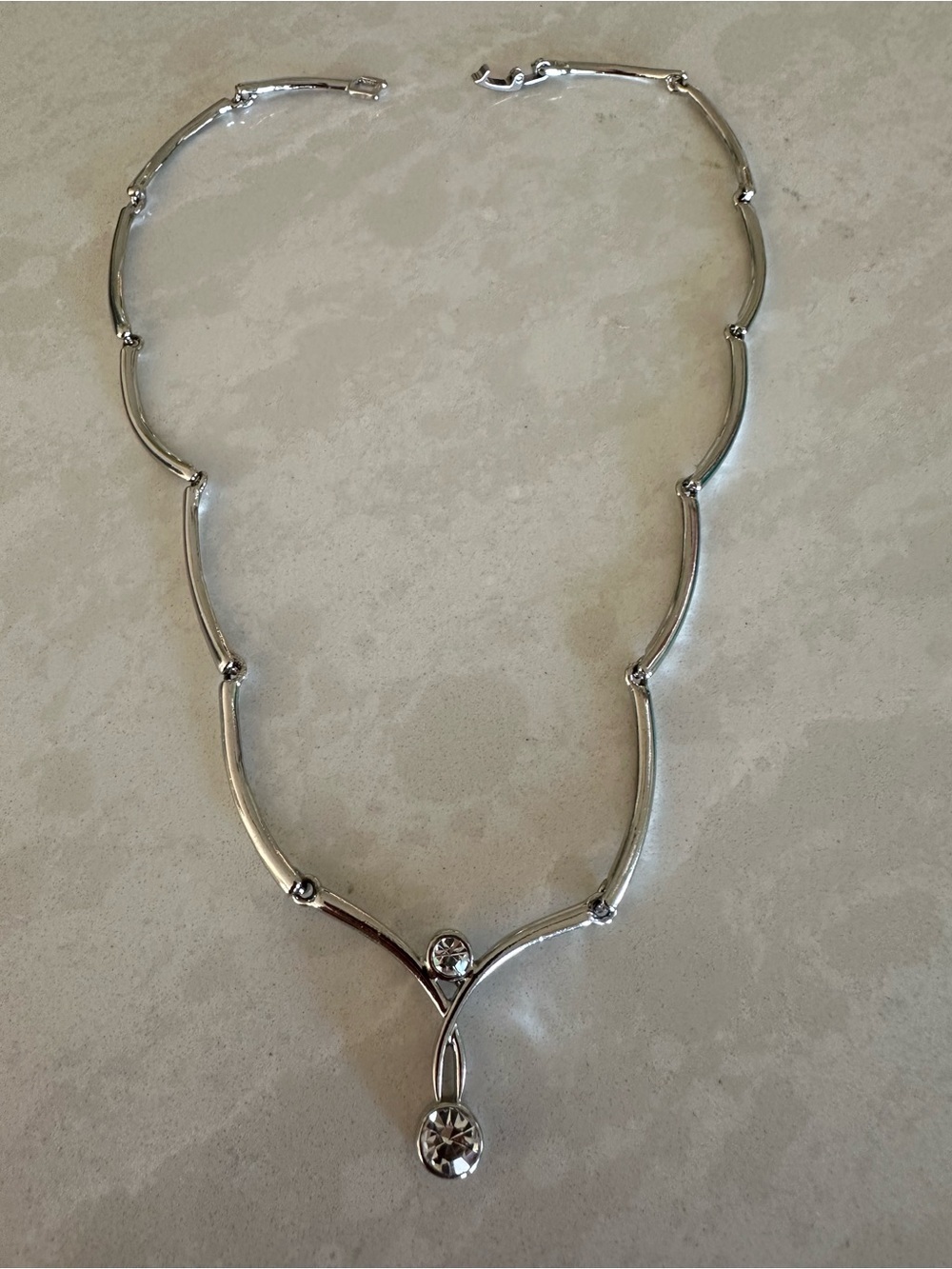 Silver-Tone Crystal Drop Necklace - Women's Jewelry